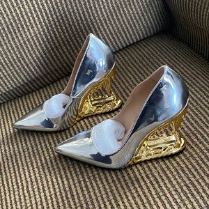 Silver and Gold Women's TIGER TOOTH Heels